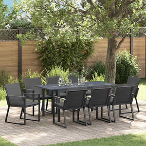 9-teilige Garten Essgruppe Anthrazit