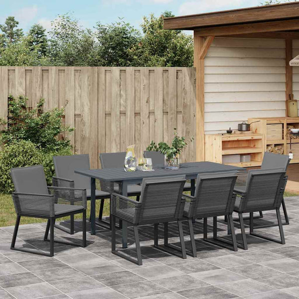 9-teilige Garten Essgruppe Anthrazit