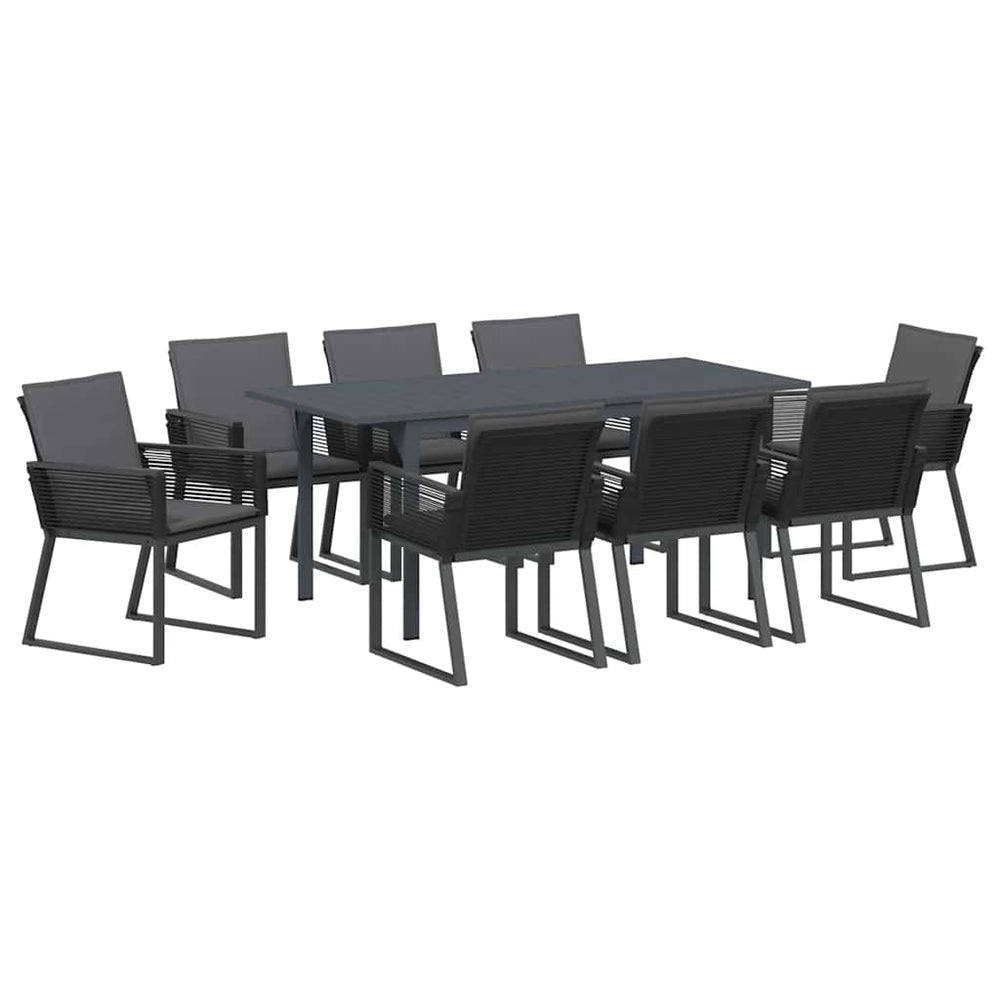9-teilige Garten Essgruppe Anthrazit