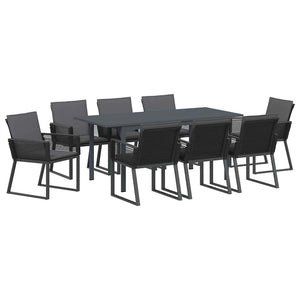 9-teilige Garten Essgruppe Anthrazit