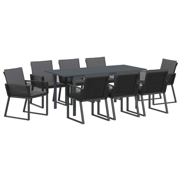 9-teilige Garten Essgruppe Anthrazit