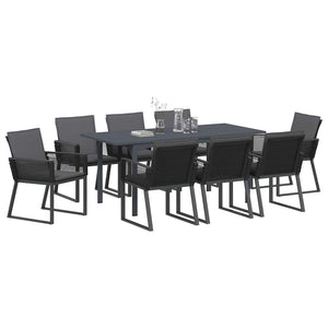 9-teilige Garten Essgruppe Anthrazit