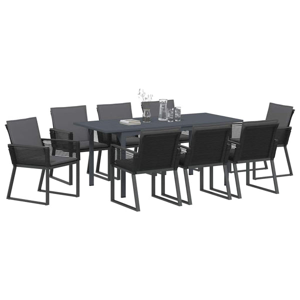 9-teilige Garten Essgruppe Anthrazit