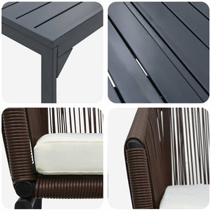 vidaXL Salon de jardin 7 pcs Marron Résine tressée