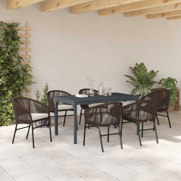 vidaXL Salon de jardin 7 pcs Marron Résine tressée