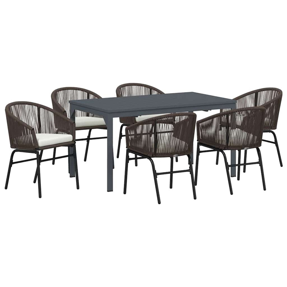 vidaXL Salon de jardin 7 pcs Marron Résine tressée
