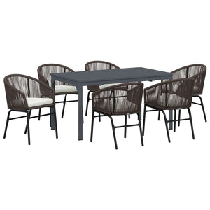 vidaXL Salon de jardin 7 pcs Marron Résine tressée