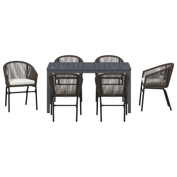 vidaXL Salon de jardin 7 pcs Marron Résine tressée