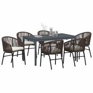 vidaXL Salon de jardin 7 pcs Marron Résine tressée