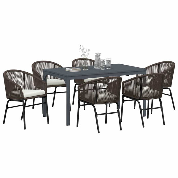 vidaXL Salon de jardin 7 pcs Marron Résine tressée