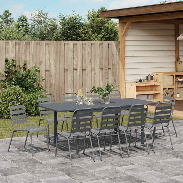 Garten Essgruppe 11-teilig Anthrazit Stahl