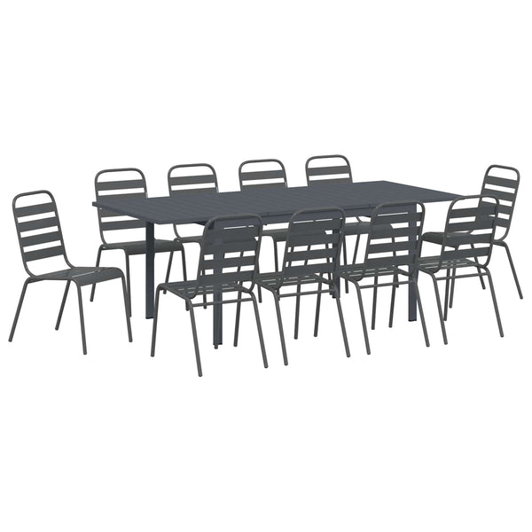 Garten Essgruppe 11-teilig Anthrazit Stahl