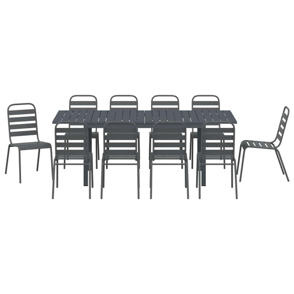 Garten Essgruppe 11-teilig Anthrazit Stahl