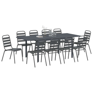 Garten Essgruppe 11-teilig Anthrazit Stahl