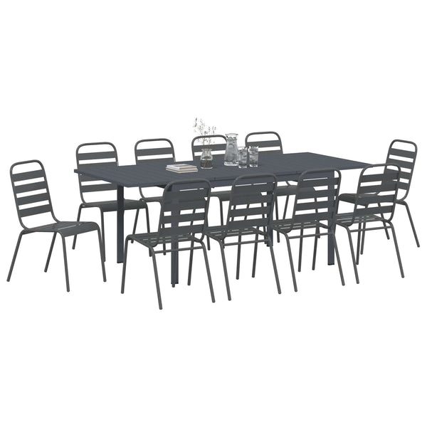 Garten Essgruppe 11-teilig Anthrazit Stahl