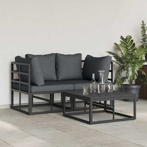 Schwarzes 3-teiliges Gartensofa-Set