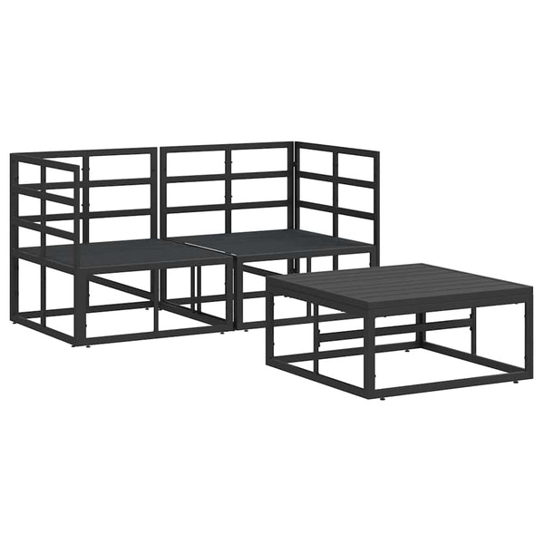 Schwarzes 3-teiliges Gartensofa-Set