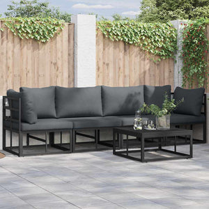 Gartensofa Set 5-teilig Schwarz Metall
