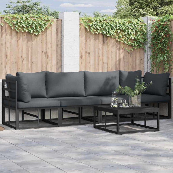 Gartensofa Set 5-teilig Schwarz Metall