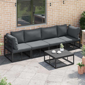 Gartensofa Set 5-teilig Schwarz Metall