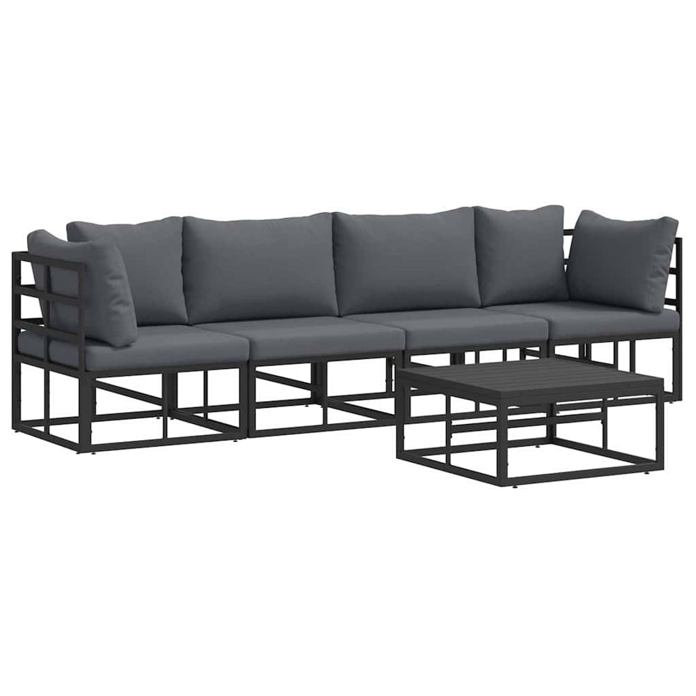 Gartensofa Set 5-teilig Schwarz Metall