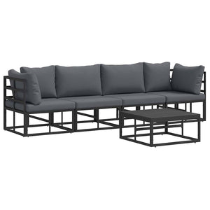 Gartensofa Set 5-teilig Schwarz Metall