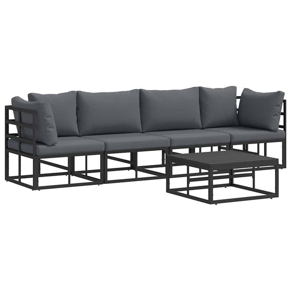 Gartensofa Set 5-teilig Schwarz Metall