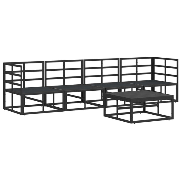 Gartensofa Set 5-teilig Schwarz Metall
