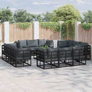 Gartensofa-Set 12-teilig Schwarz Metall