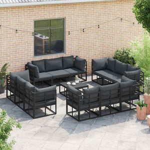 Gartensofa-Set 12-teilig Schwarz Metall