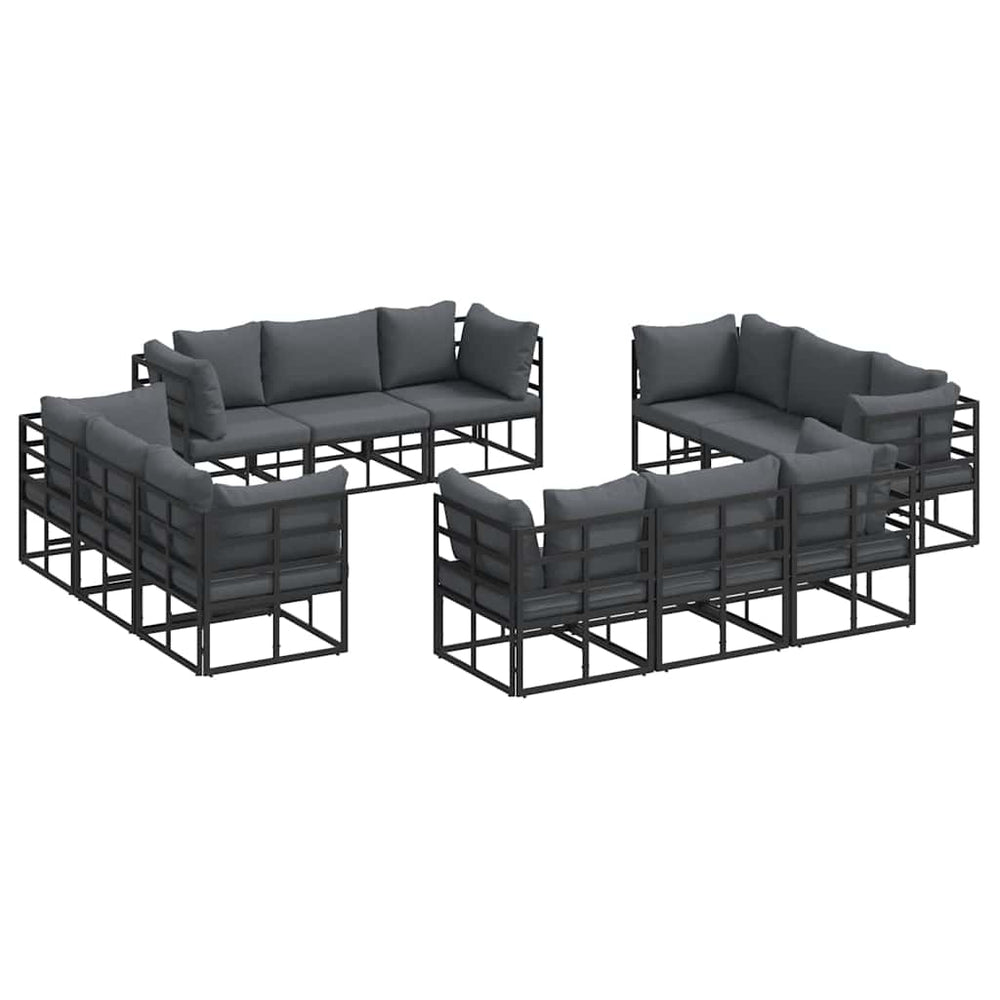 vidaXL Salon de jardin 12 pcs Noir Métal