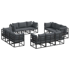 Gartensofa-Set 12-teilig Schwarz Metall