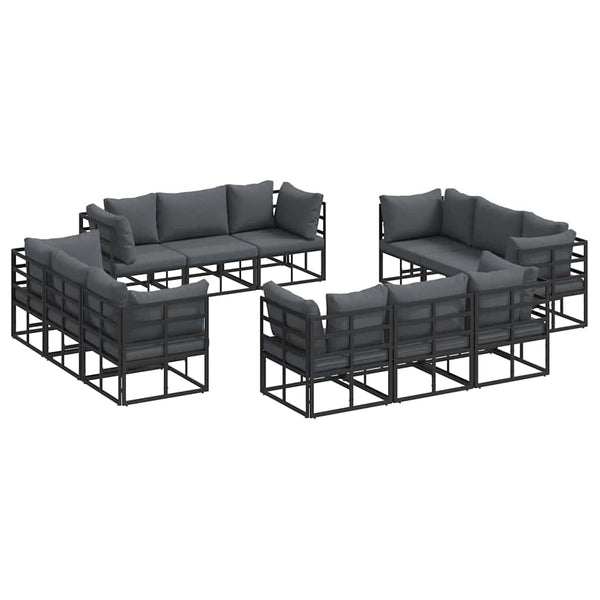 Gartensofa-Set 12-teilig Schwarz Metall