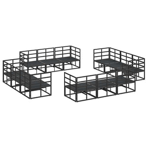 Gartensofa-Set 12-teilig Schwarz Metall