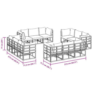 Gartensofa-Set 12-teilig Schwarz Metall