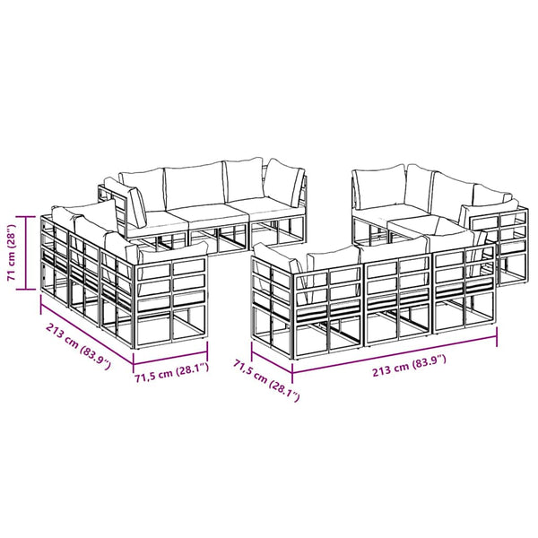 Gartensofa-Set 12-teilig Schwarz Metall
