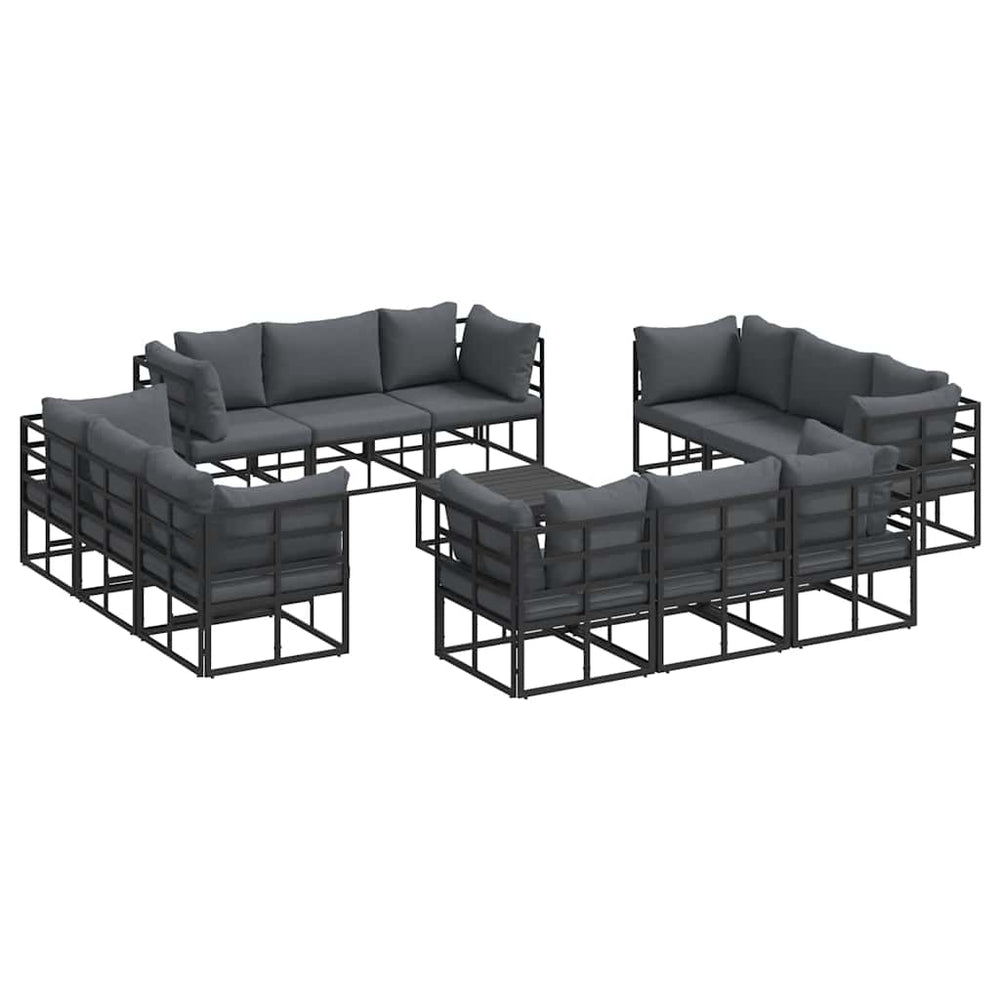 Gartensofa Set 13-teilig Schwarz Metall