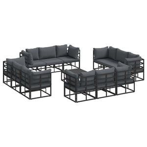 Gartensofa Set 13-teilig Schwarz Metall