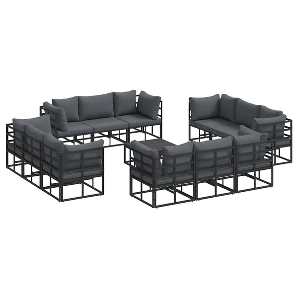 Gartensofa Set 13-teilig Schwarz Metall