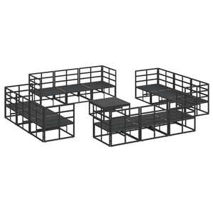 Gartensofa Set 13-teilig Schwarz Metall