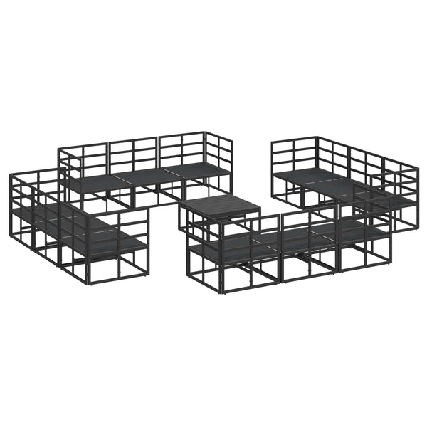 Gartensofa Set 13-teilig Schwarz Metall