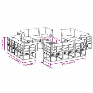 Gartensofa Set 13-teilig Schwarz Metall