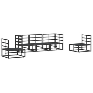Gartensofa Set Schwarz mit Kissen, 5-teilig