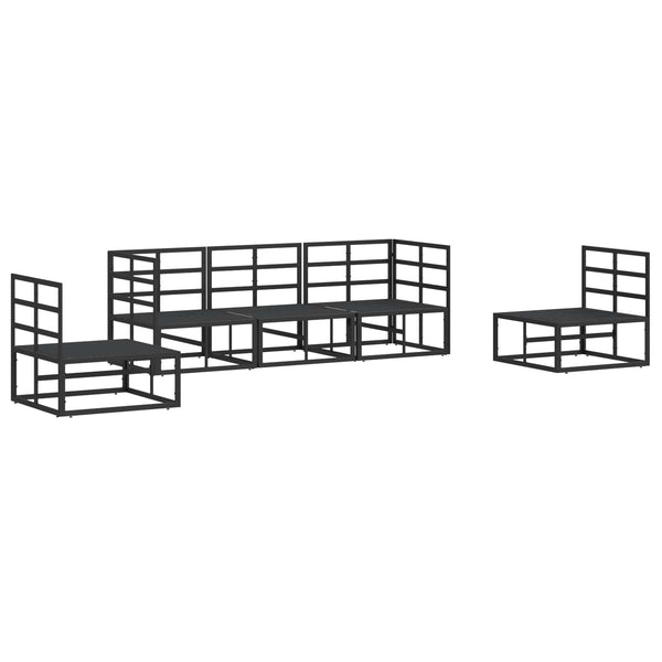 Gartensofa Set Schwarz mit Kissen, 5-teilig