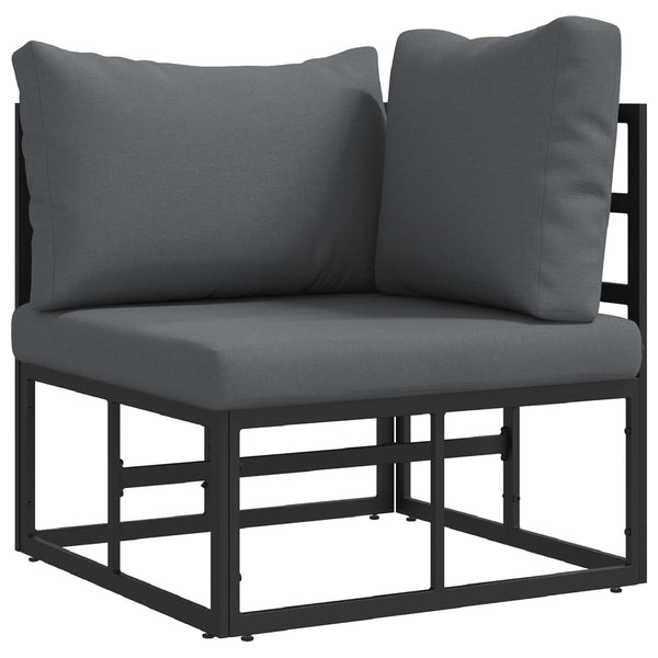 Gartensofa Set Schwarz mit Kissen, 5-teilig