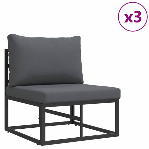 Gartensofa Set Schwarz mit Kissen, 5-teilig