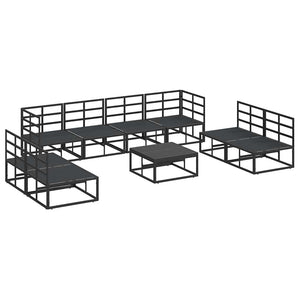 Gartensofa Set Schwarz mit Kissen, 9-teilig