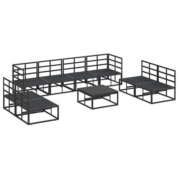 Gartensofa Set Schwarz mit Kissen, 9-teilig