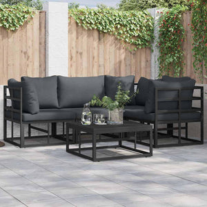 Gartensofa Set Schwarz Aluminium 4-teilig