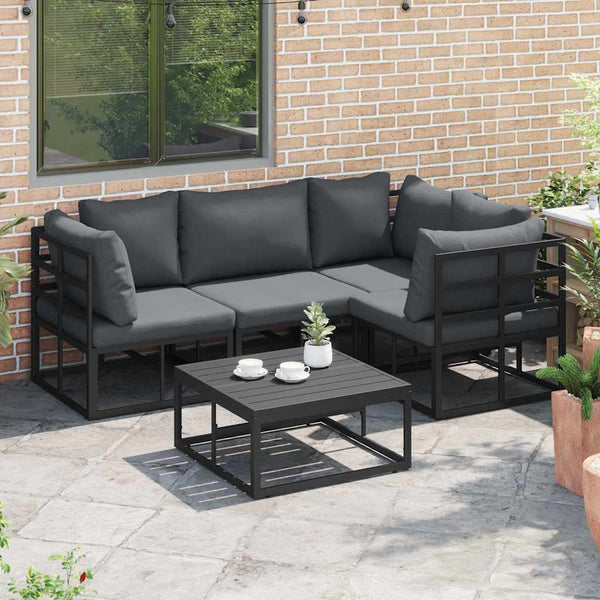 Gartensofa Set Schwarz Aluminium 4-teilig